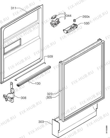 Взрыв-схема посудомоечной машины Blanco BDW204FS - Схема узла Door 003